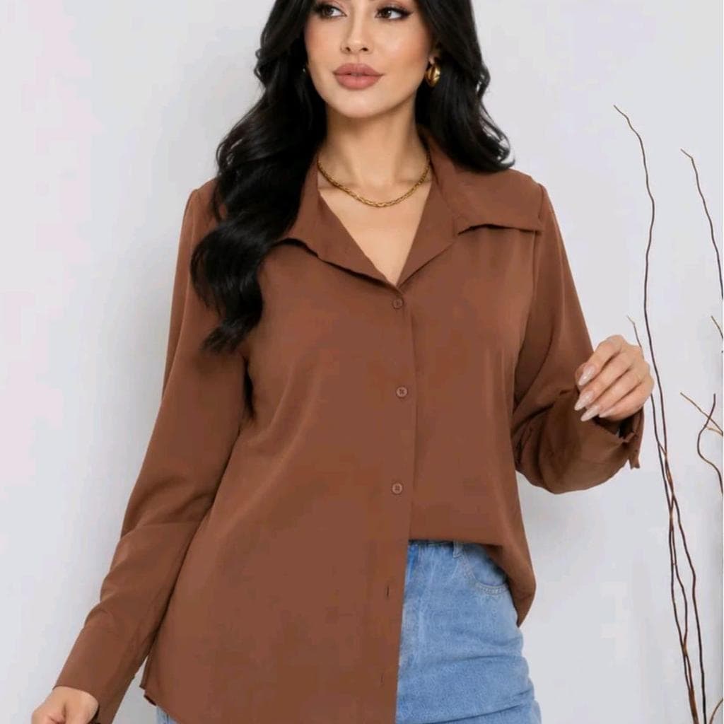 Camisa Social Femenina Manga Longa Com Botones y Gola, punho Botones Frontales Tendencia 2026