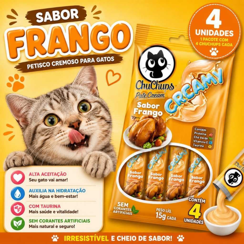 Petisco Gatex Chuchups Sabor Frango Pacote 04 Unidades