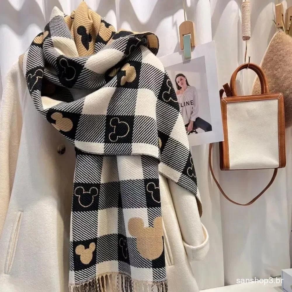 2025 Inverno Novo Lenço De Cabeça De Urso Feminino Dupla Face Xale Imitação De Caxemira Retro Estilo Estrangeiro Moda Al