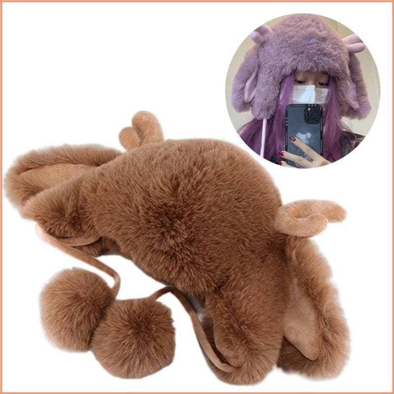 Yao Peludo Pelúcia Gorro Chapéu À Prova Crânio Pulôver Frio Wamr