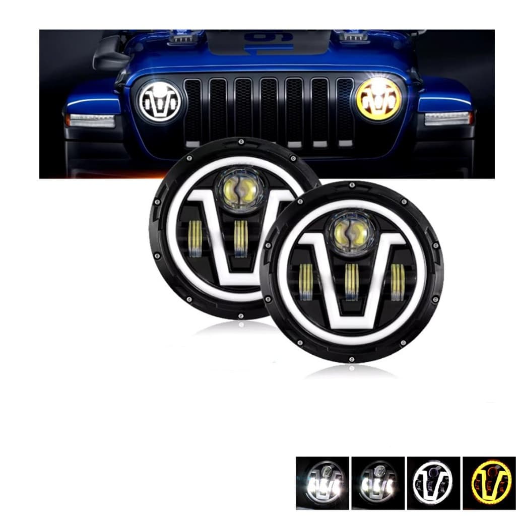 2 peças de farol LED para carro, 7 polegadas, 60W, projetor com olhos de anjo, 2 unidades (par) para motocicleta, caminh