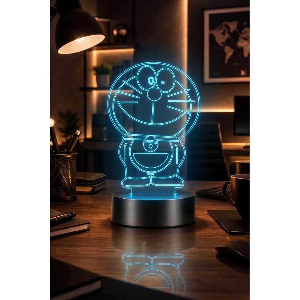 Abajur Luminária Led 3d Doraemon Anime Japonês Enfeite Mesa