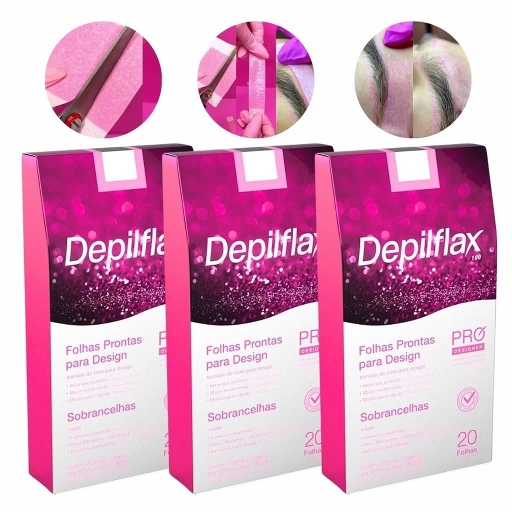 Kit 3 Caixas De Folhas Prontas Para Design De Sobrancelhas Depilflax