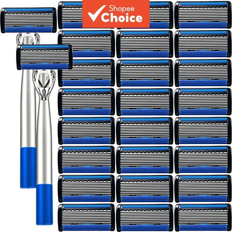 Masculino e Feminino Barbeador Manual, Lâmina de Barbear de Segurança de 8 Camadas, Lâmina Substituível, Barbeador