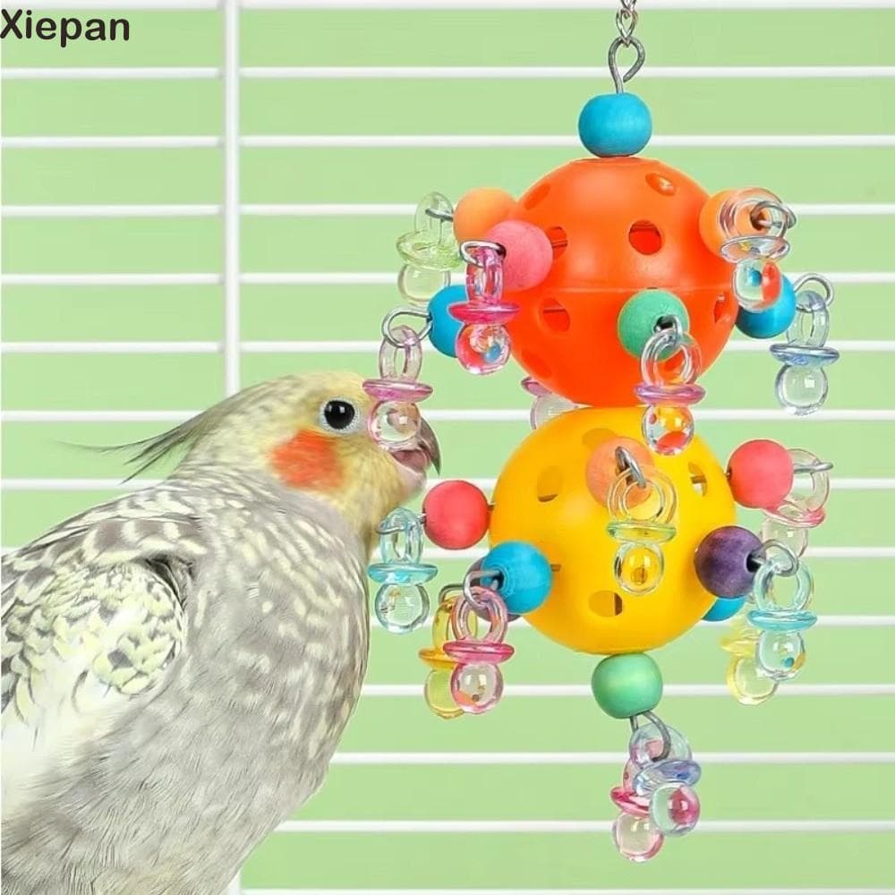 XIEPAN Colorido Papagaio Plástico Subir Mordida Mastigar Brinquedo Com Sino Pendurado Pássaros Gaiola Decoração Para