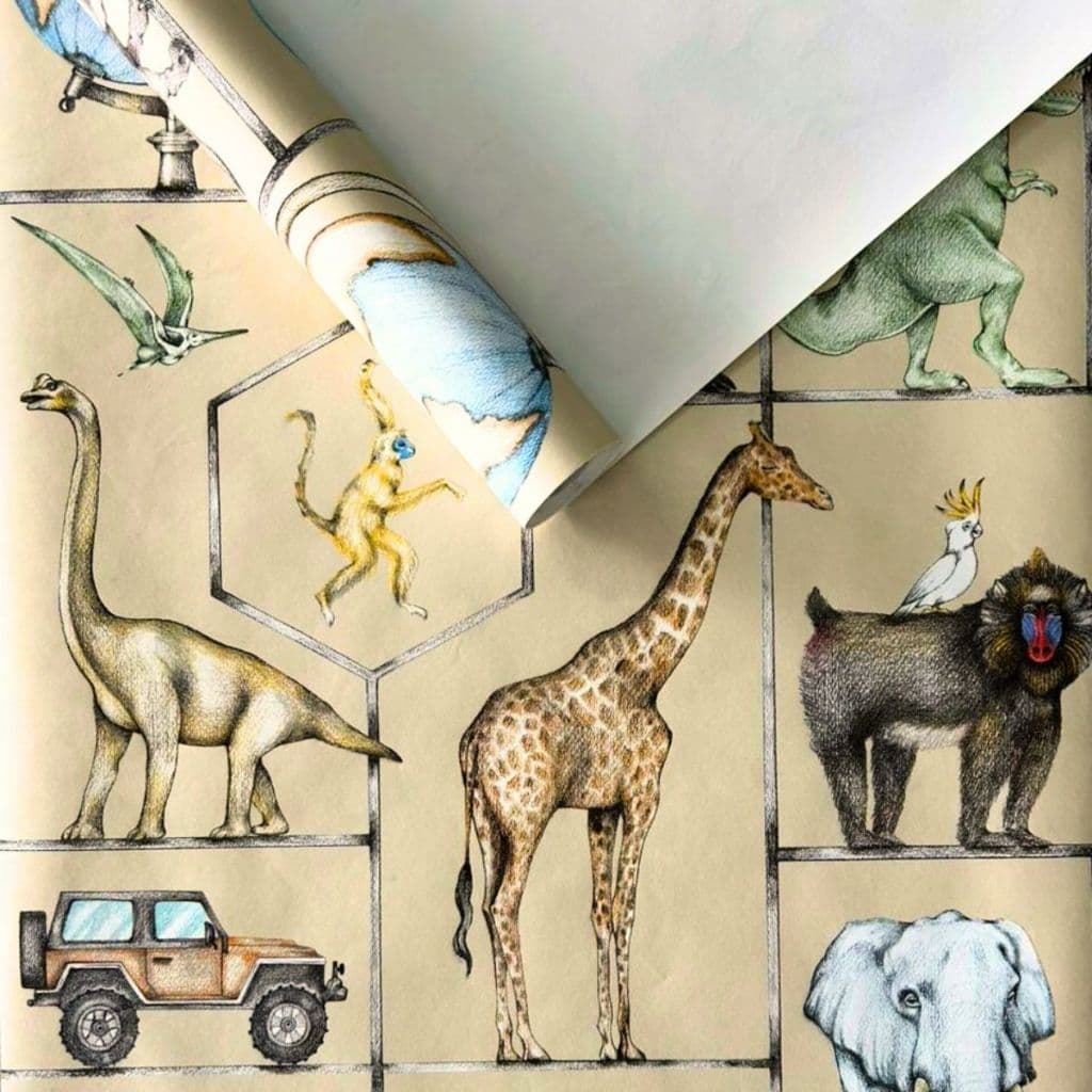 Papel De Parede Estampa Animais Fantásticos Alta Resistência Impermeável + Cola Em Pó