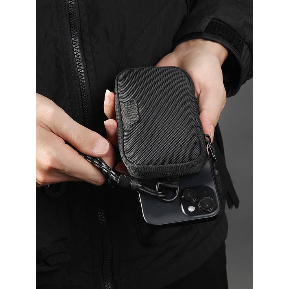 Nylon balístico leve elegante All-Match multifuncional masculino pendurado titular do cartão de armazenamento carteira p