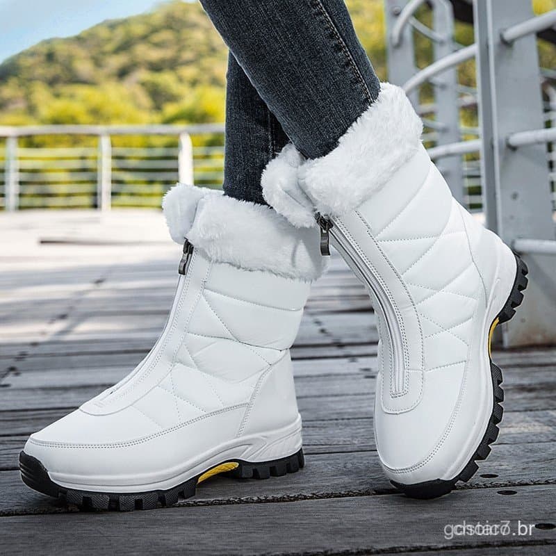 Botas de Neve de Inverno para Mulheres, Slip-On e Zíper Não Algodão, Tamanho Plus 42 OK689, Menor Preço em Toda a Rede