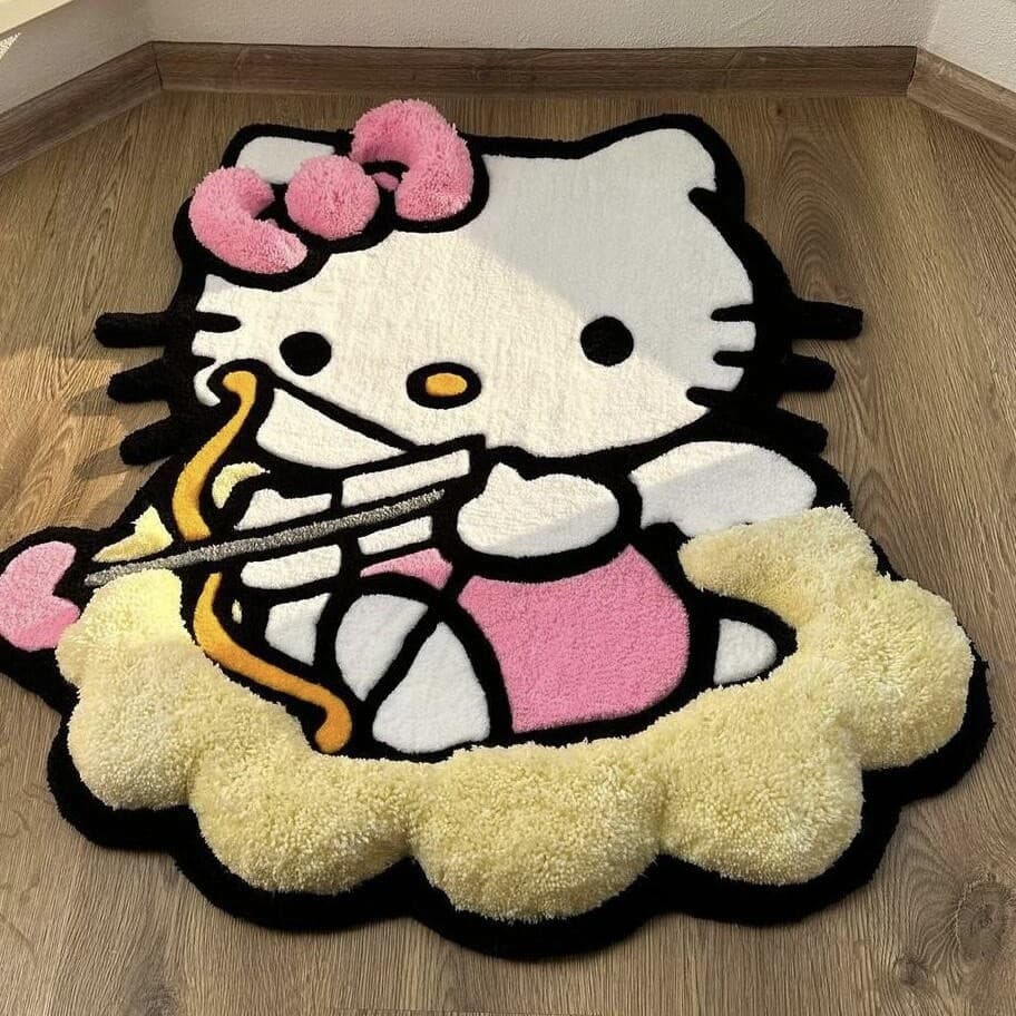 HelloKitty Tapete de cabeceira para quarto, tapete fofo de desenho animado para sala de estar, porta de entrada, resiste