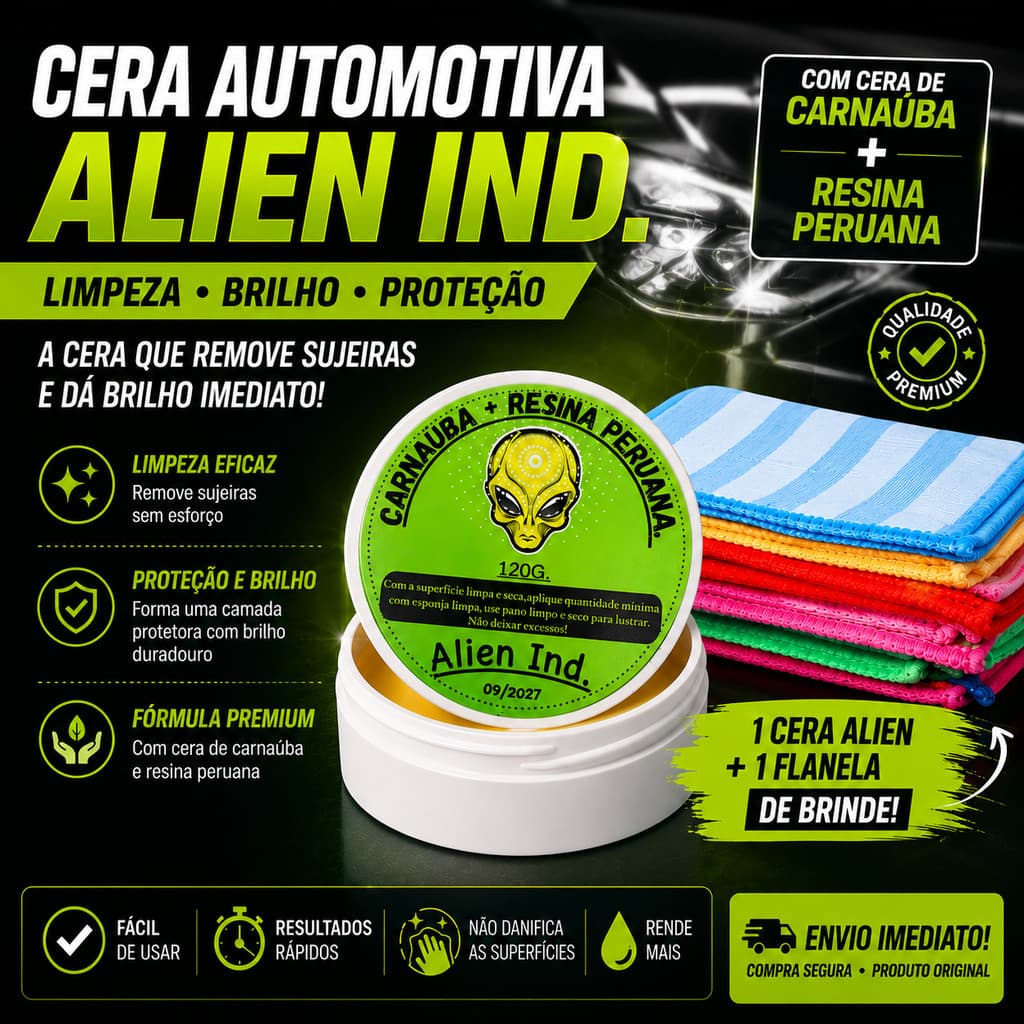 Cera Alien Ind Original Com Flanela Remove Riscos Lataria Queimados