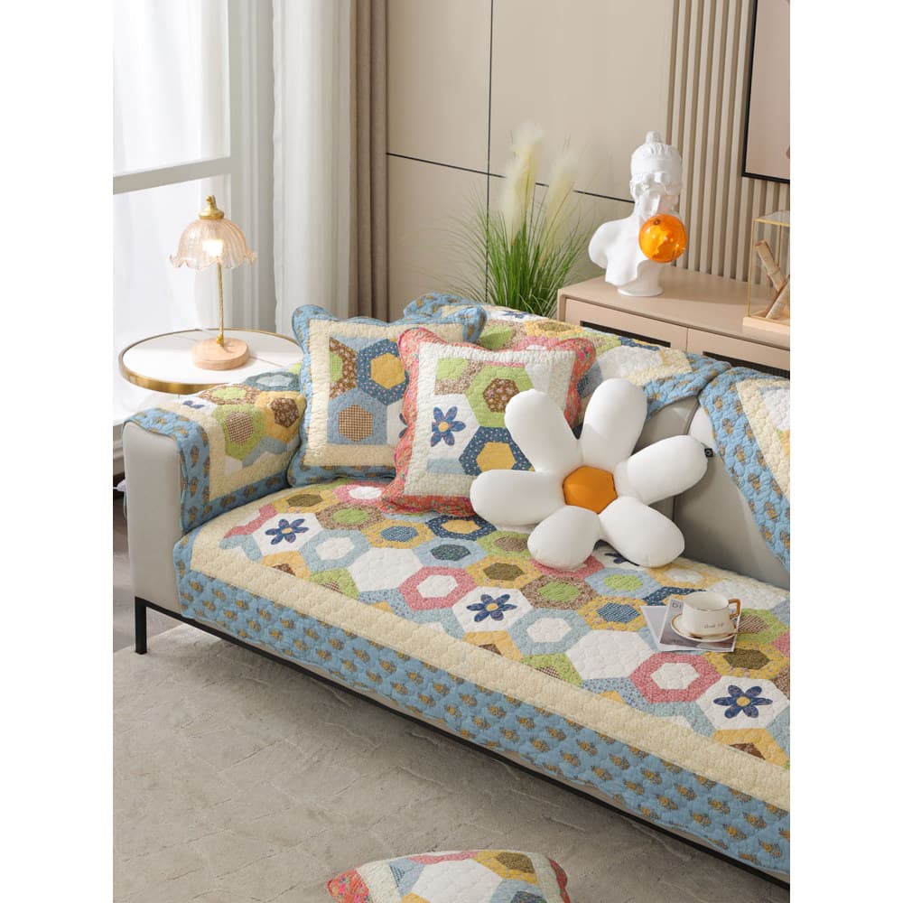 Algodão Pastoral pano flor arte moda acolchoado sofá almofada almofada High-End algodão sofá capa toalha Bay janela almo