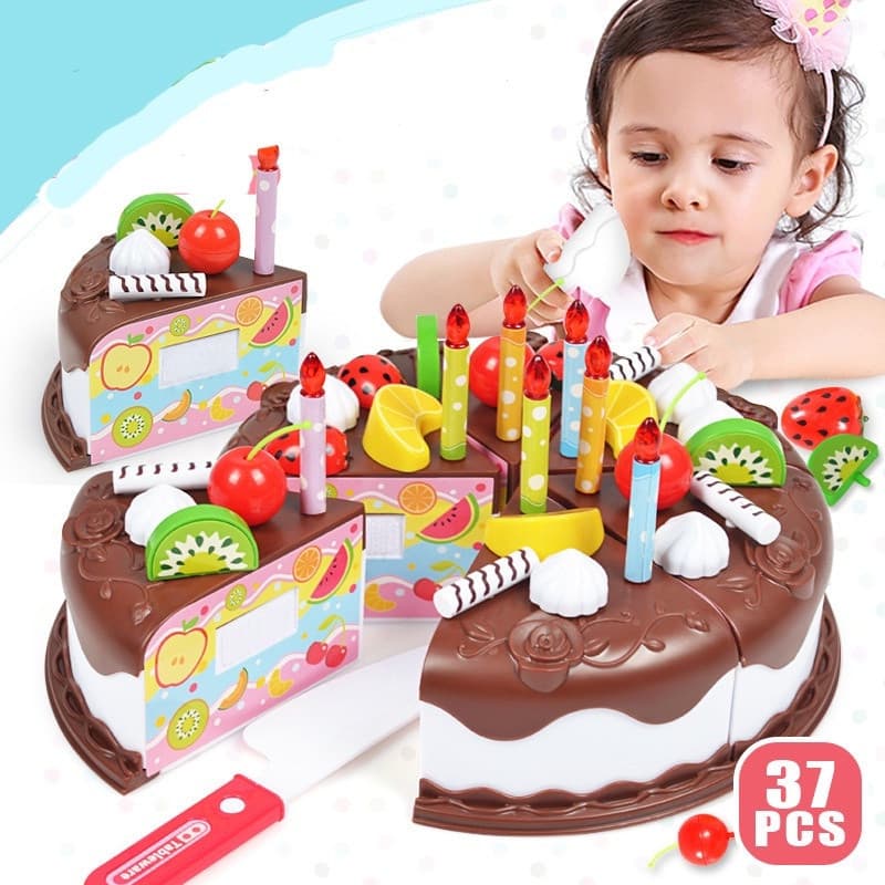 Brinquedo De Comida Bolo De Aniversário Presente Bricolage Baby Pretend Play
