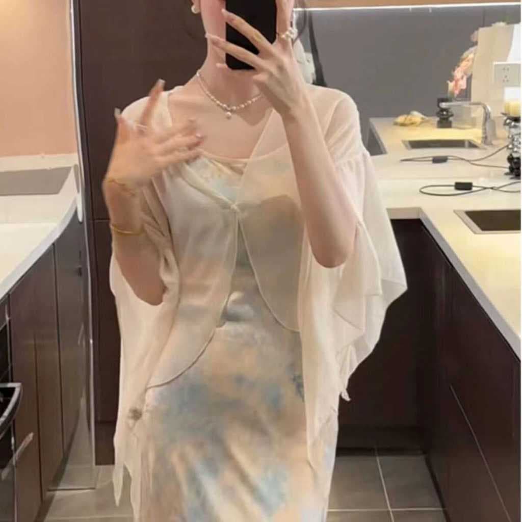 Estilo chinês novo estilo Irregular Chiffon gelo seda protetor solar camisa feminina verão novo estilo com estilingue sa