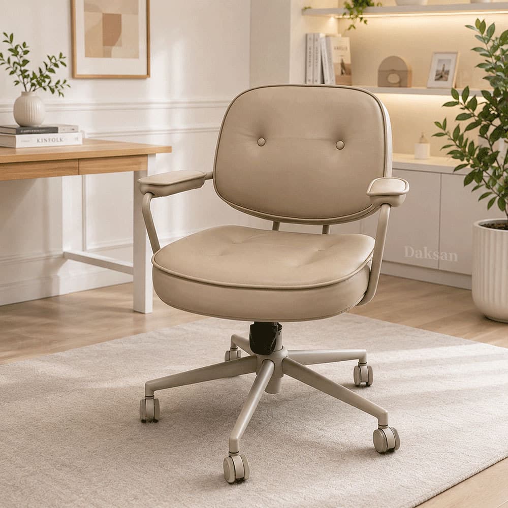 Cadeira de Escritório Giratória Ergonômica Couro PU Ajustável até 150kg Daksan
