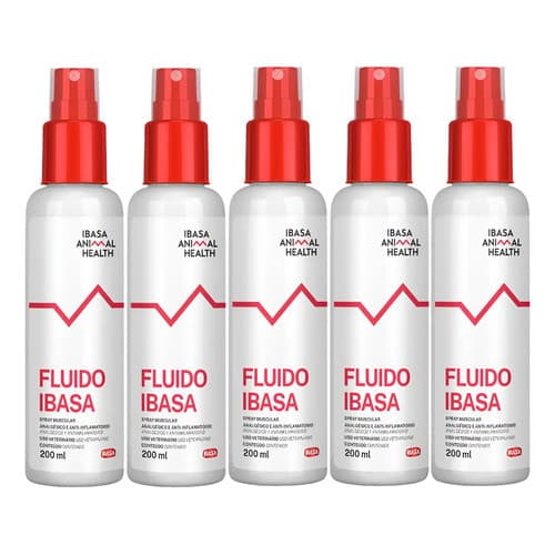 Fluido Ibasa 200ml Alívio Muscular Uso Veterinário kit 5 Un