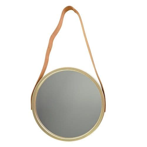 Espelho Redondo Pequeno Decorativo 33cm Acabamento Champagne Ambiente Sofisticado