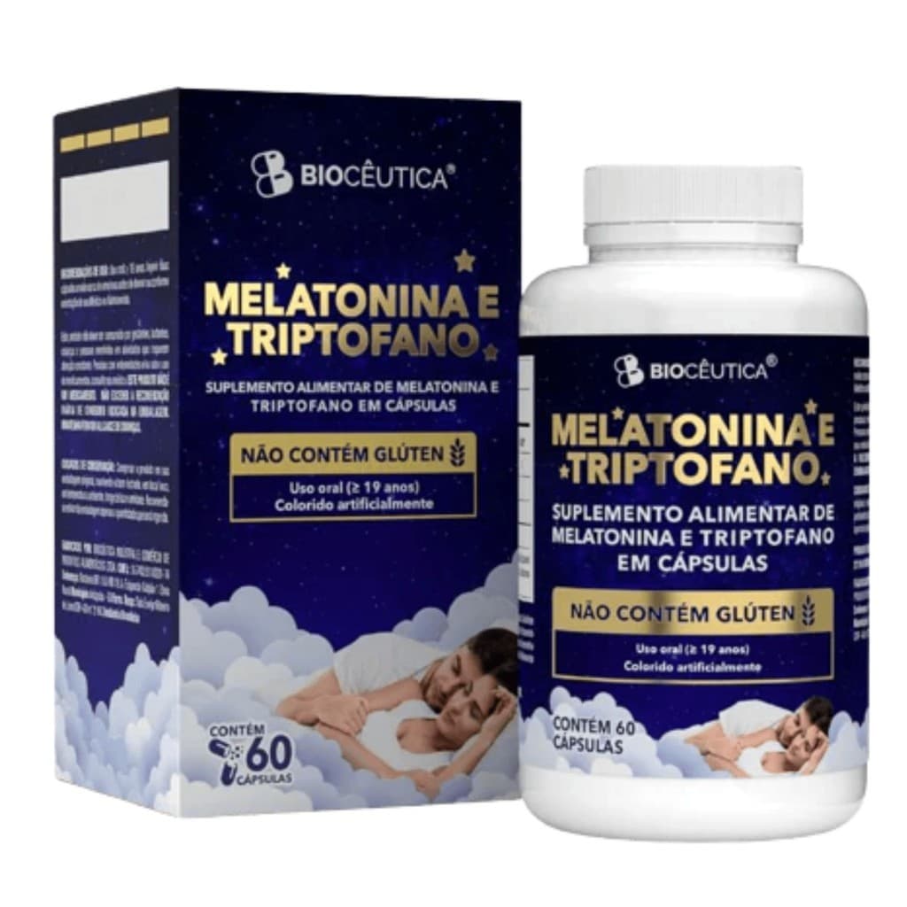 Melatonina e Triptofano Suplemento Alimentar com 60 cápsulas - Biocêutica