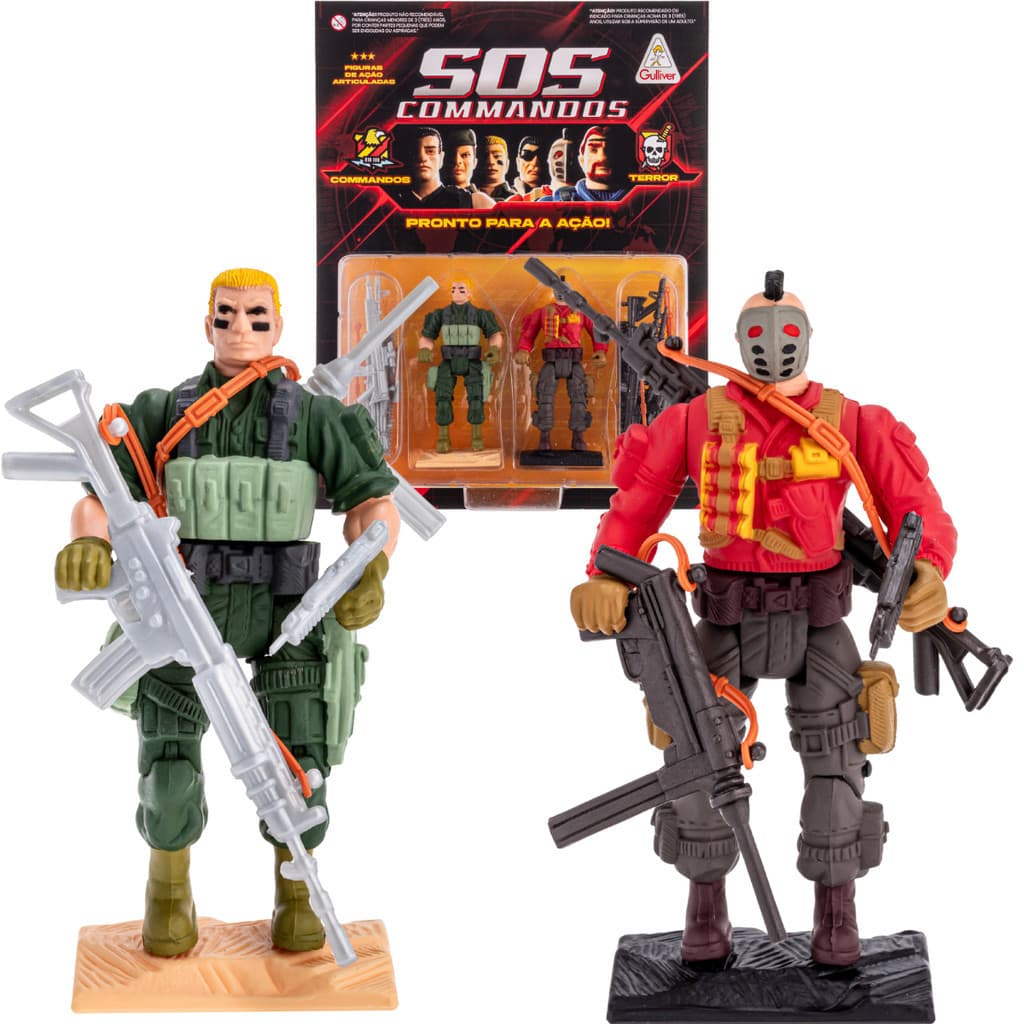 Bonecos SOS Commandos Vs Terror White Billy E Gladios 893 Soldados Brinquedo Ação Comandos Gulliver