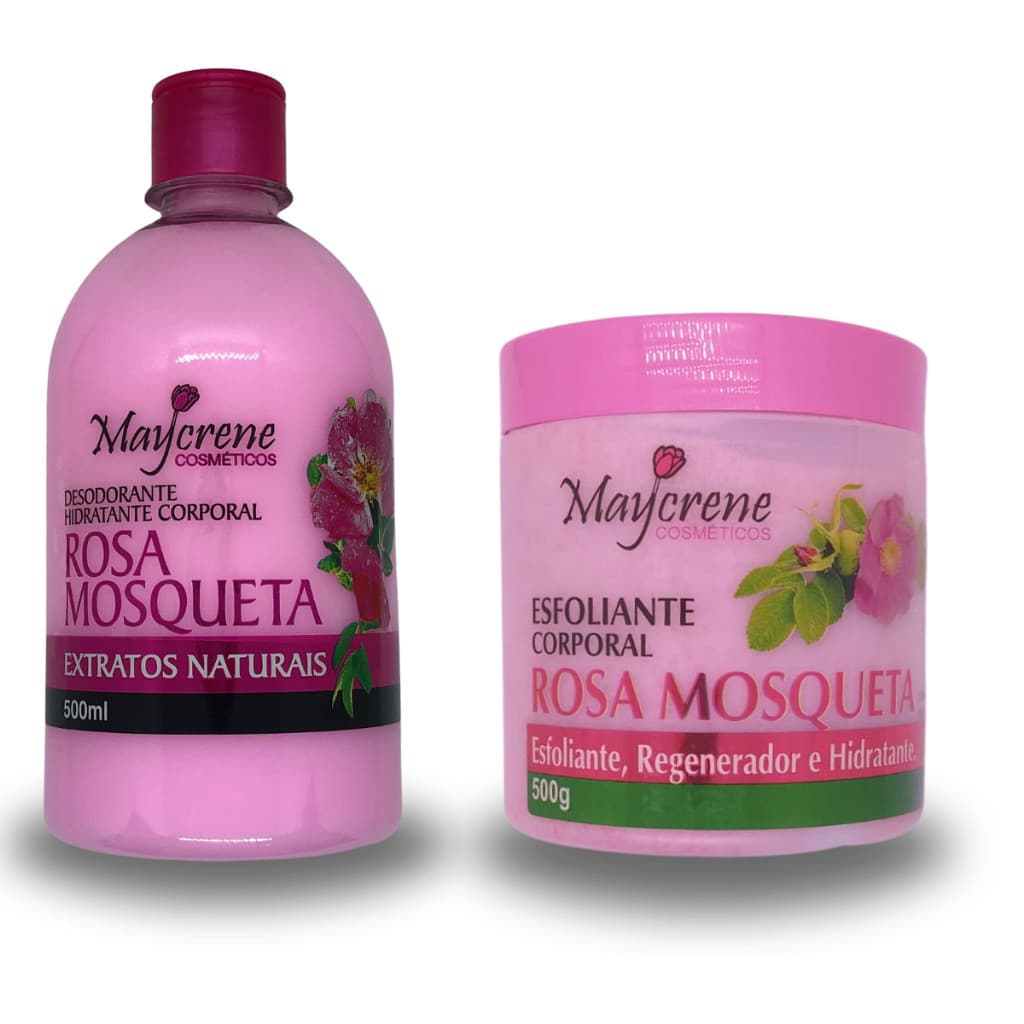 Kit Desodorante Corporal + Esfoliante Corporal Rosa Mosqueta Regenerador Hidratante Maycrene