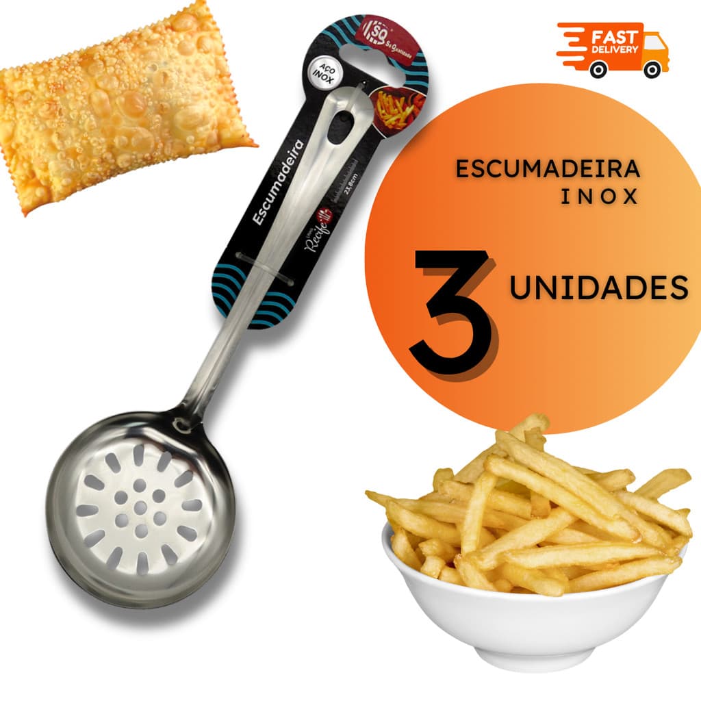 Jogo de Escumadeiras Inox Arroz Fritura Escumadeira Buffet Restaurante
