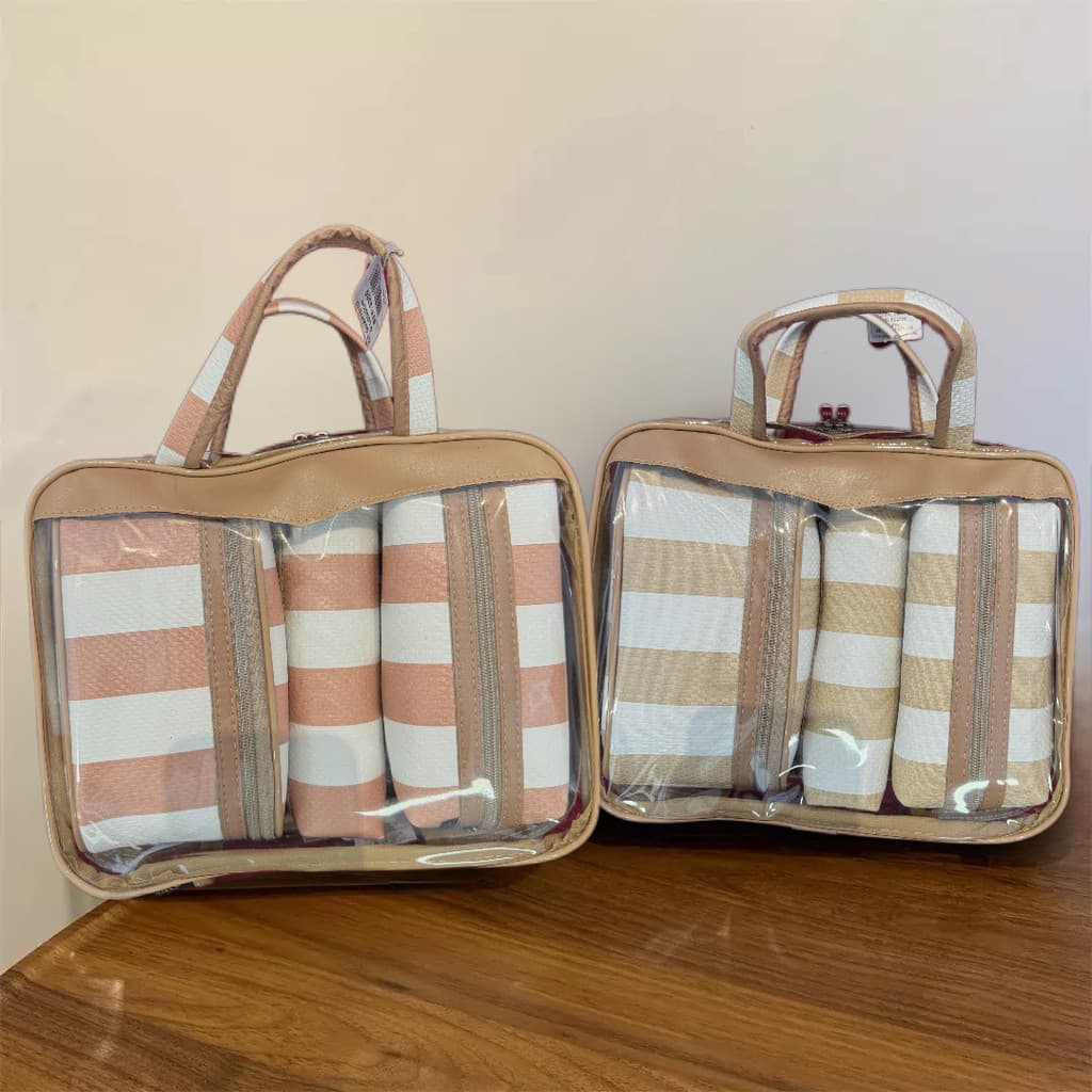 Bolsa Necessaire Kit 4 Peças De Maquiagem Com Sacola Transparente