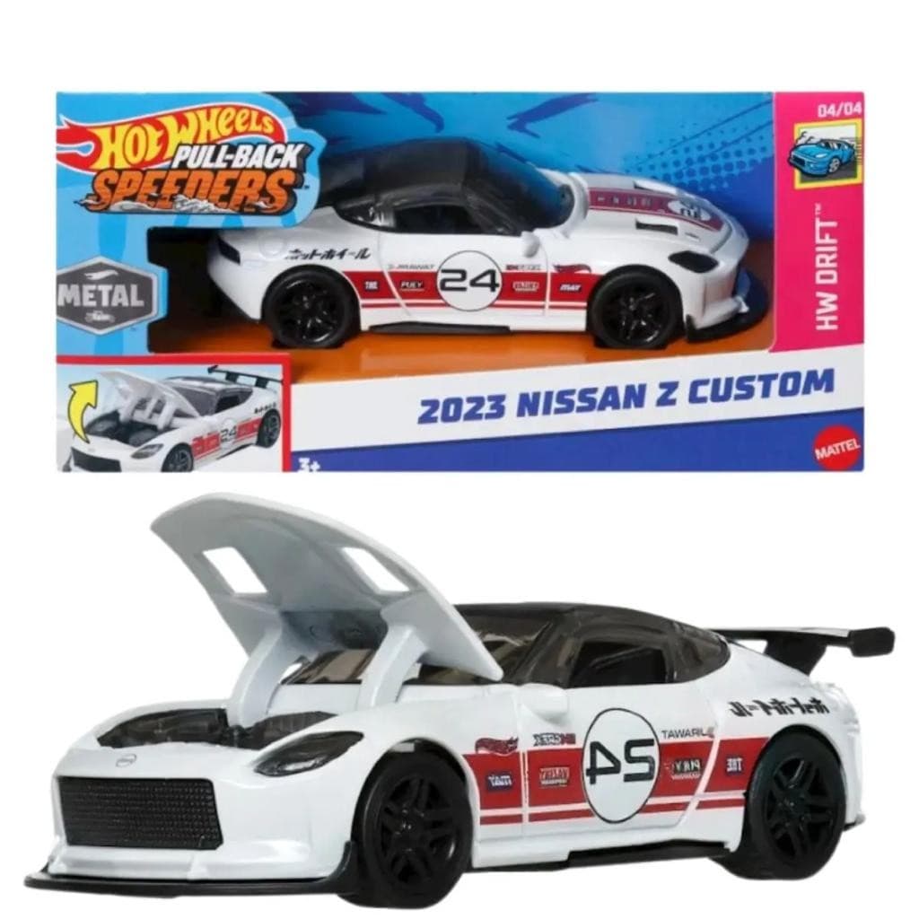 Carrinho Hot Wheels Pull-Back Speeders 2023 Nissan Z Miniatura De Metal Colecionável Mattel