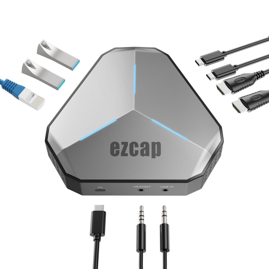 Ezcap368 GameDock Extreme Duo 4K HDMI Type C DP USB 3.0 Placa De Captura De Vídeo Para Gravação De Transmissão Ao Vivo