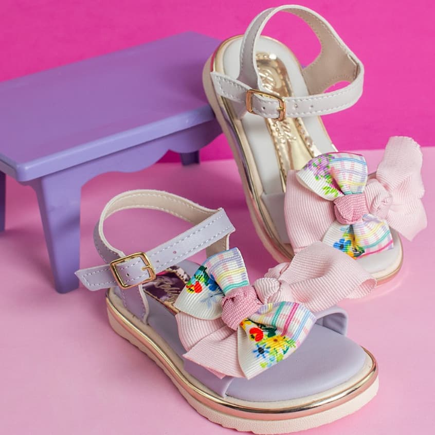 Sandáli Infantil Menina Laço Gorgurão Delicada Confortável Papete Casual Festa Macia Promoção