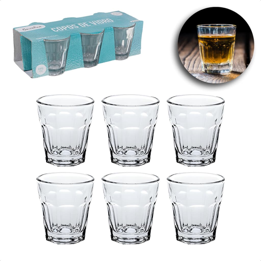 Conjunto Copos De Vidro Shot Tequila Bourbon 40ml Cachaça Dose 6 12 24 Peças