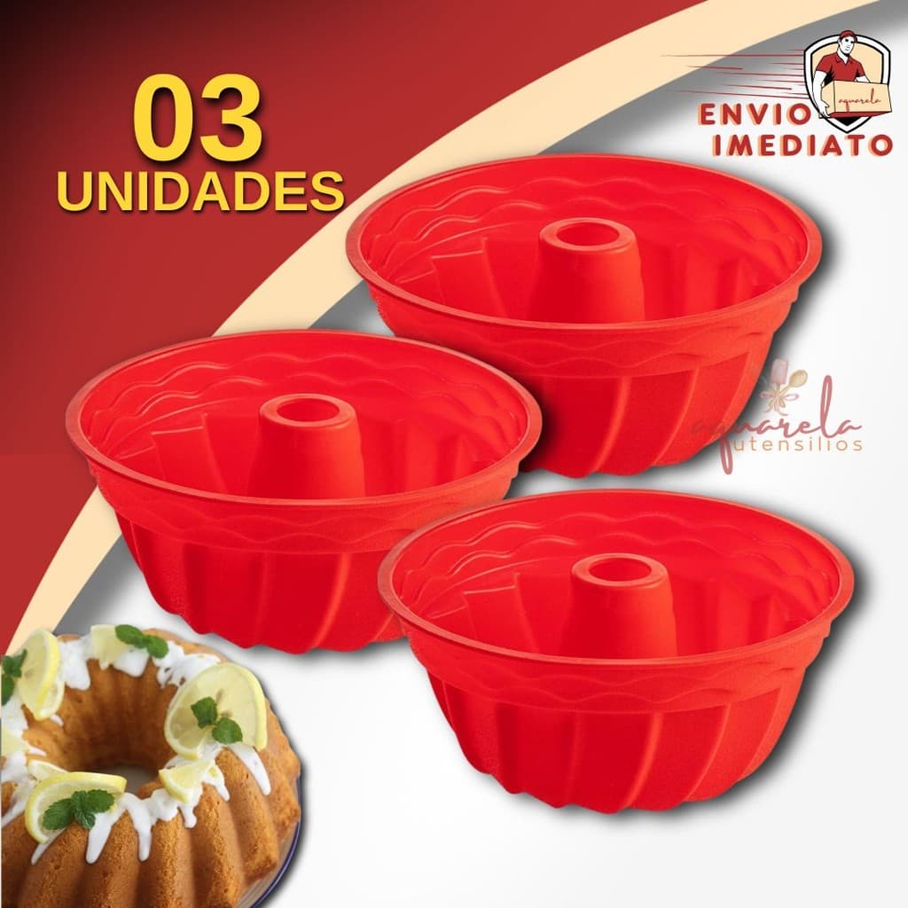 Kit Assadeira Forma de Silicone  Antiaderente 20cmx10cm Para Assar Bolos Pães Pudim Confeitaria Criativa