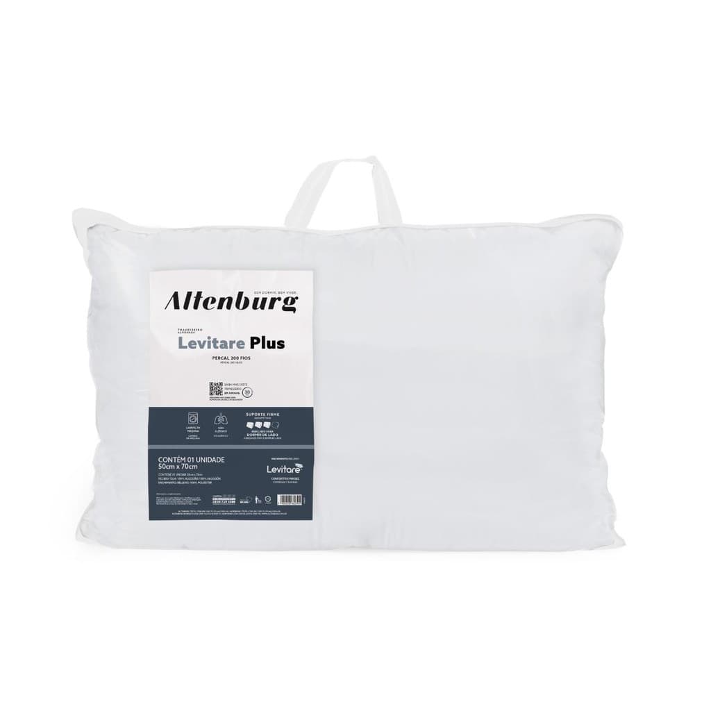 Travesseiro Levitare Plus Altenburg 50x70cm Extra Macio Antialérgico 200 Fios 100% Algodão