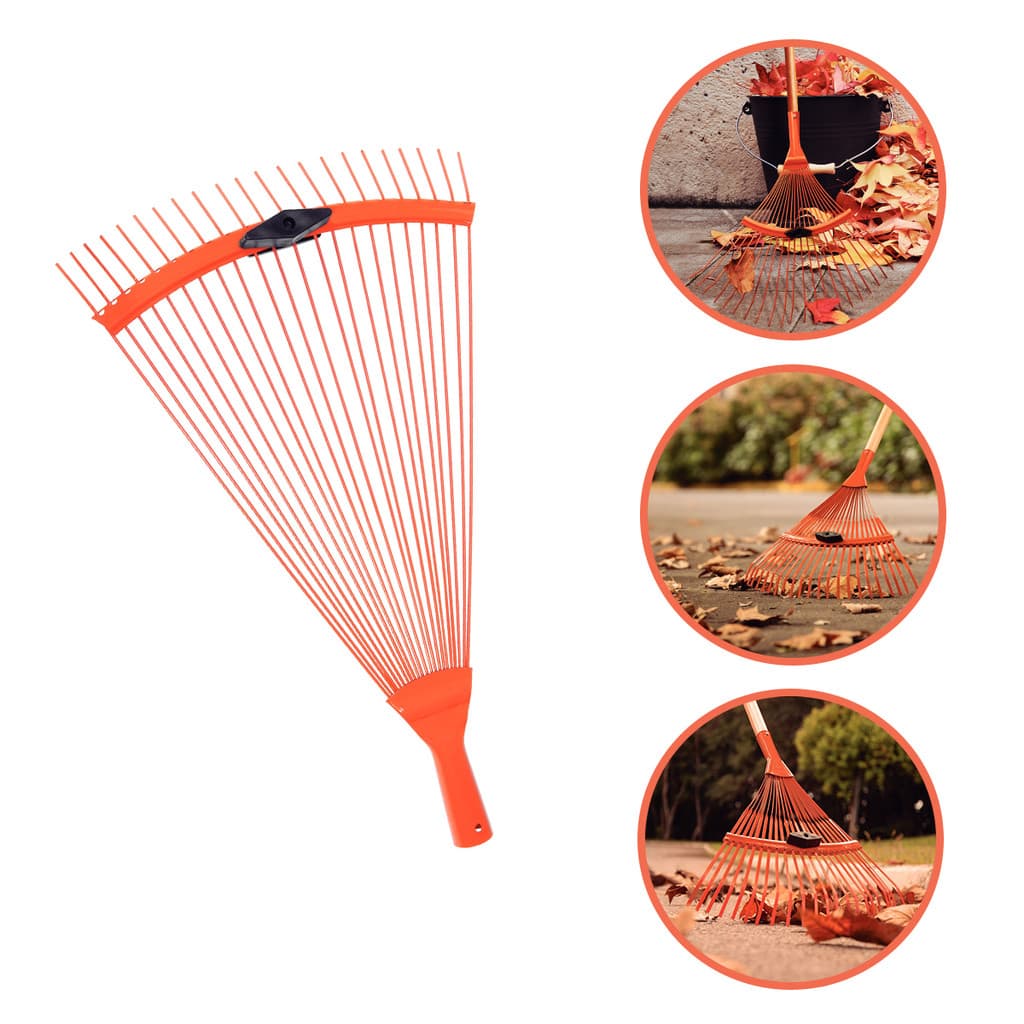 Vassoura Rastelo Jardinagem 22 Dentes Ferro Grama Tramontina Cor Laranja ( Sem Cabo)