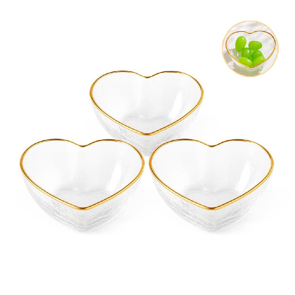 Kit 3 Bowl Vidro Coração petisco servir 9cm pote 120ML decoração centro de mesa Sobremesa