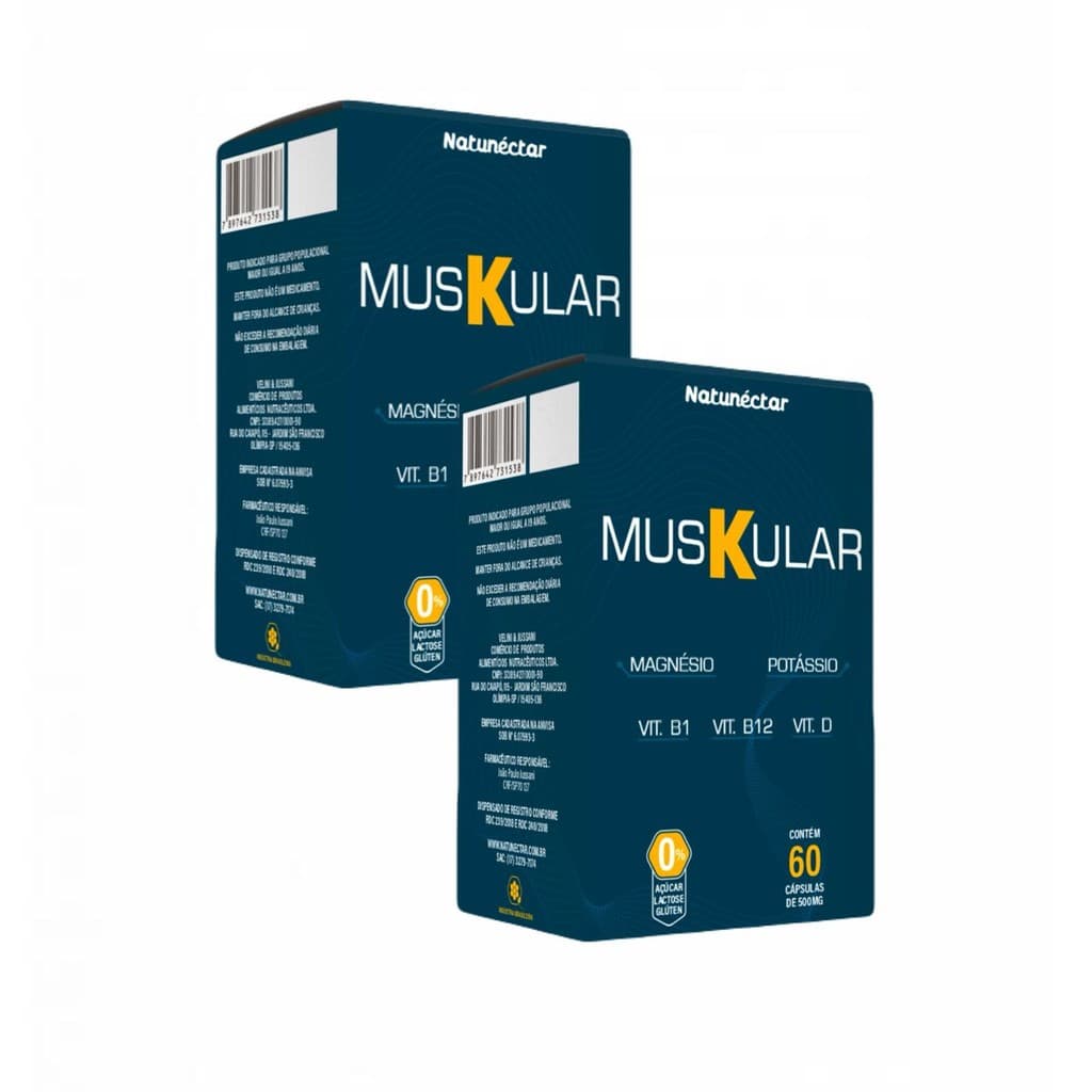 2x Muskular- Magnésio+Potássio+Vitaminas B1+B2+D- Natunéctar