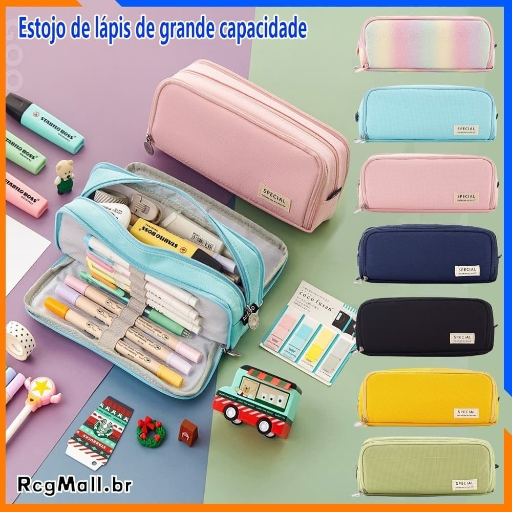 Estojo De Lápis De Tecido De Grande Capacidade Camada /Double Sided Pen Bag Pencil Case/Escolar/Escritório/Faculdade