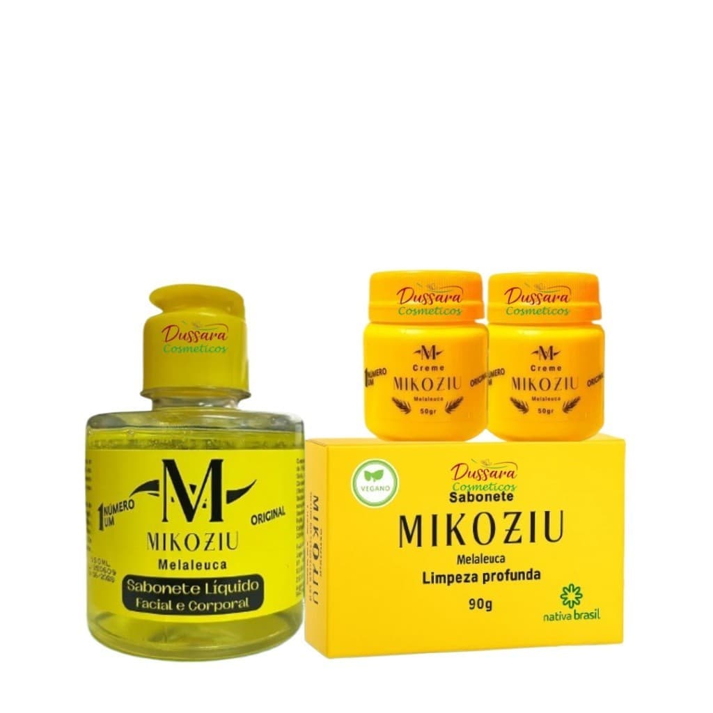 Kit Mikoziu Com 3 Itens | Pomada + Sabonete Barra + Sabonete Líquido - Clareador de Manchas