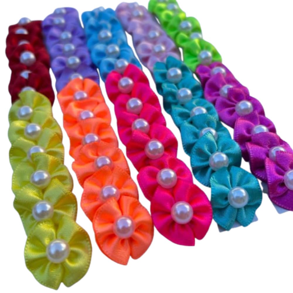 Laços pet fuxiquinho para penteado - tamanho P - 60 unidades