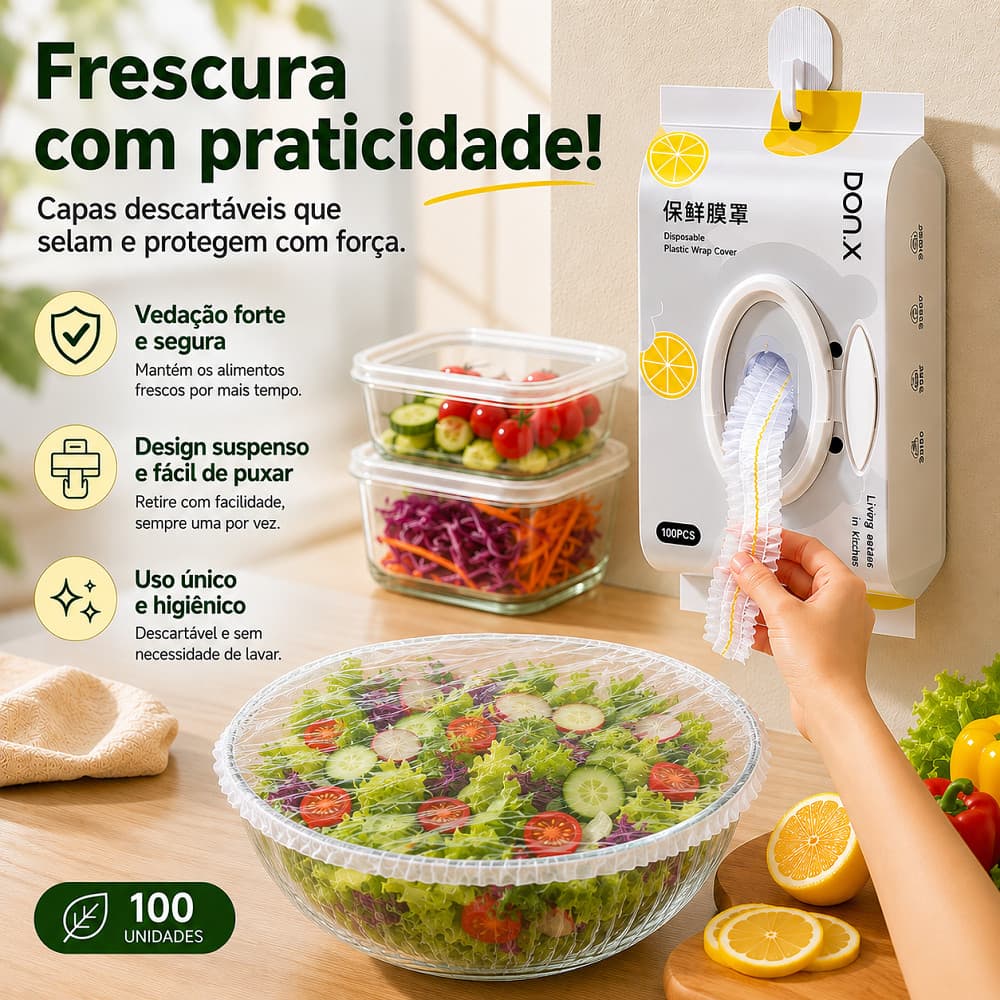 100 Tampa De Plástico Descartável Para Alimento Multiuso Cozinha Touca Geladeira Restaurante Protetor Alimentar