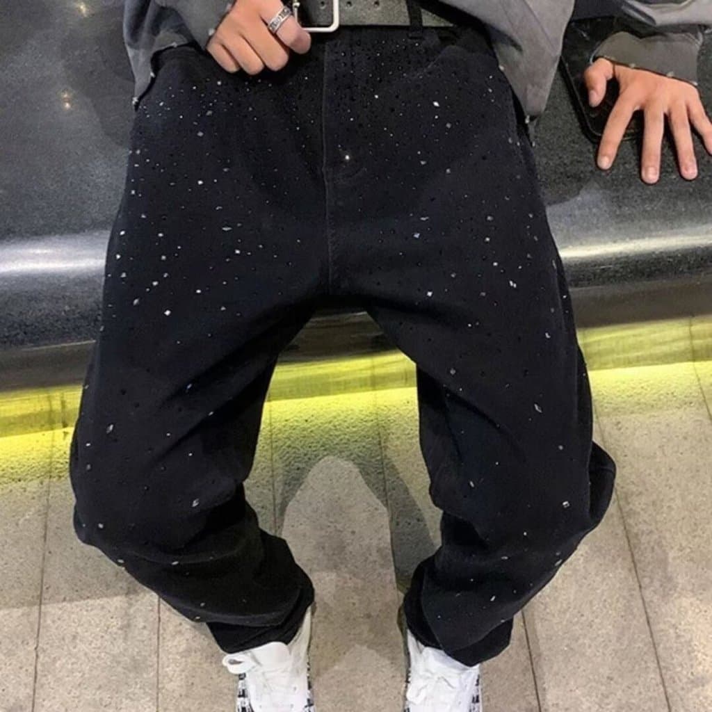Estilo americano Popular novo estilo masculino diamante quente único Jeans primavera outono estilo Regular all-match em