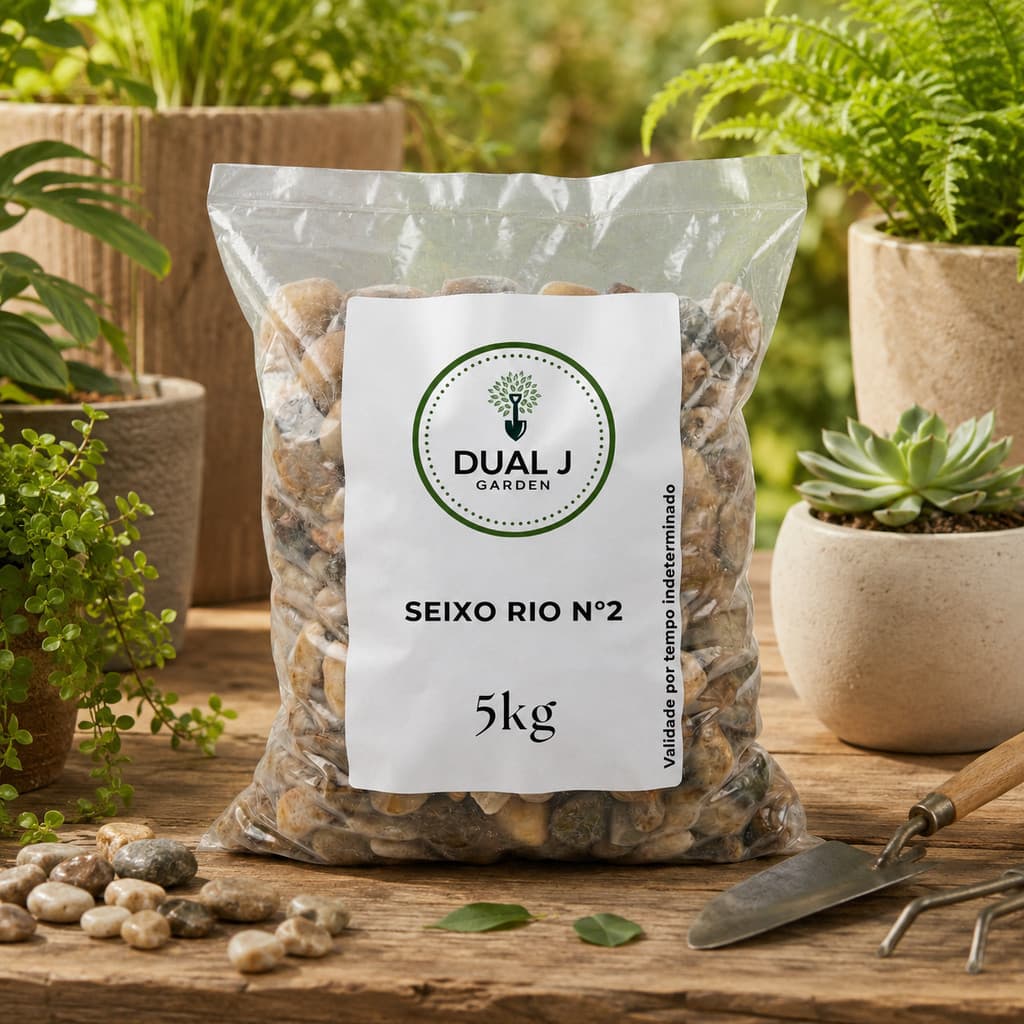Seixo Rio Nº2 Dual J Garden 5kg Pedra Decorativa Para Vasos Jardins Canteiros Paisagismo