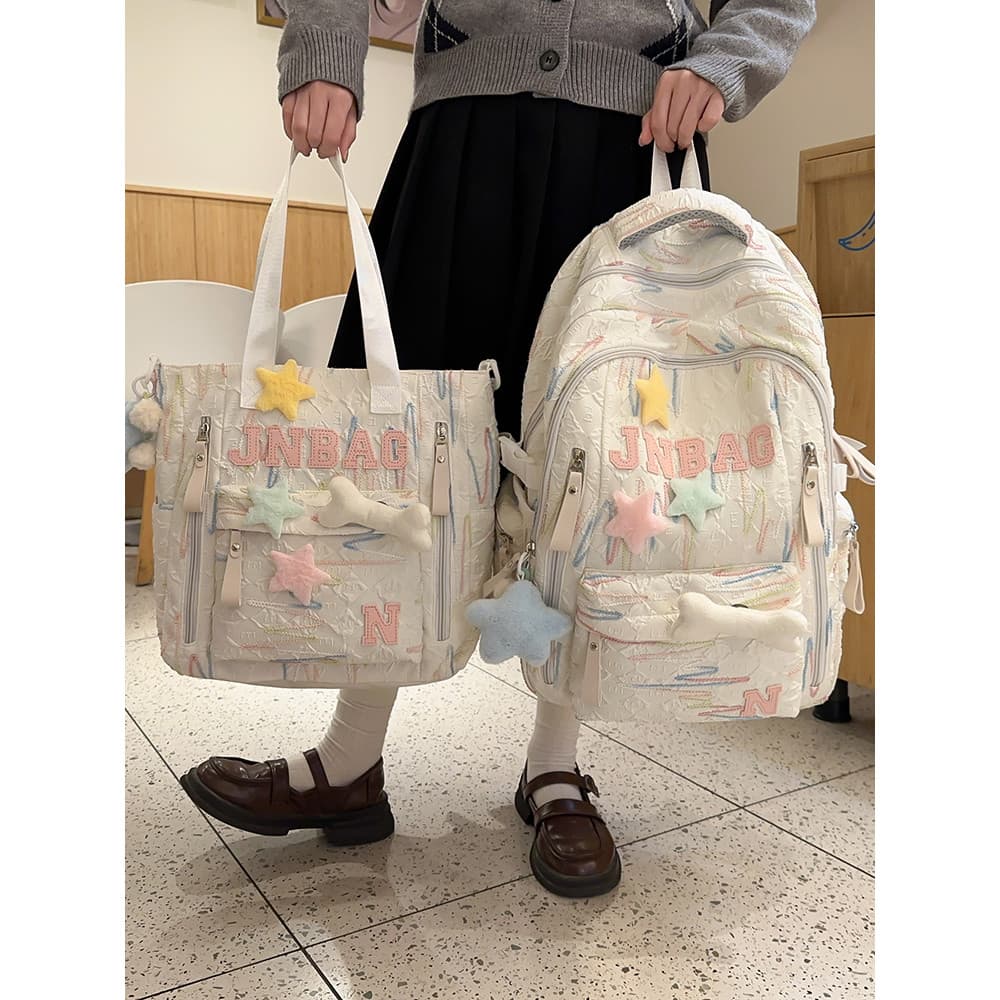 Mochila escolar infantil, bolsa escolar para meninas do ensino médio, estudantes da escola primária, mochila de duas peç