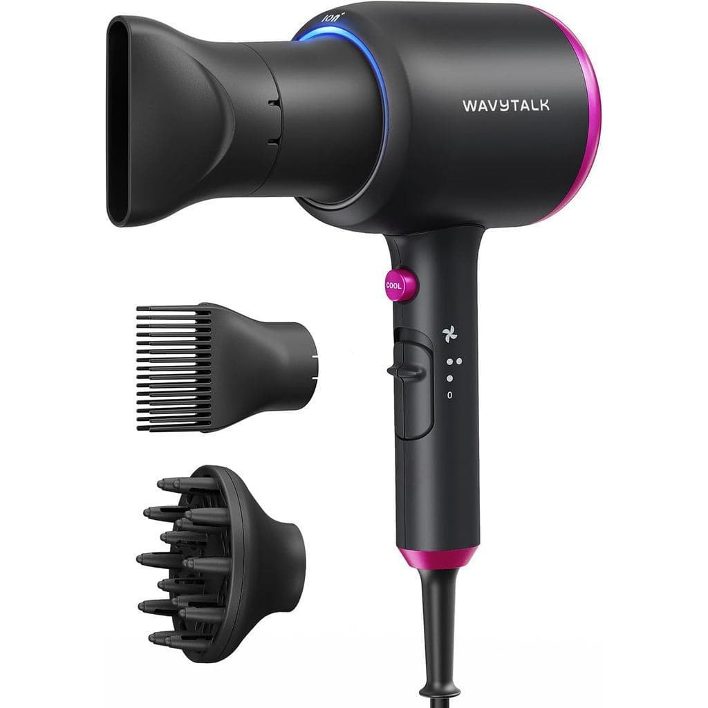 Secador de cabelo Wavytalk com difusor, secador de cabelo iônico para ondulação com pente, secador de cabelo de secagem