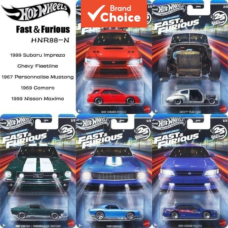 Hot Wheels×Velozes e Furiosos Série - Carrinho de brinquedo de liga para crianças - Coleção de Carros Fundidos 1:64 -