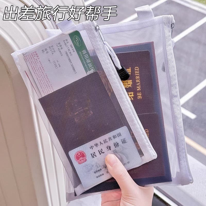 Saco de armazenamento de passaporte saco de documentos de viagem no exterior transparente portátil embarque passaporte v