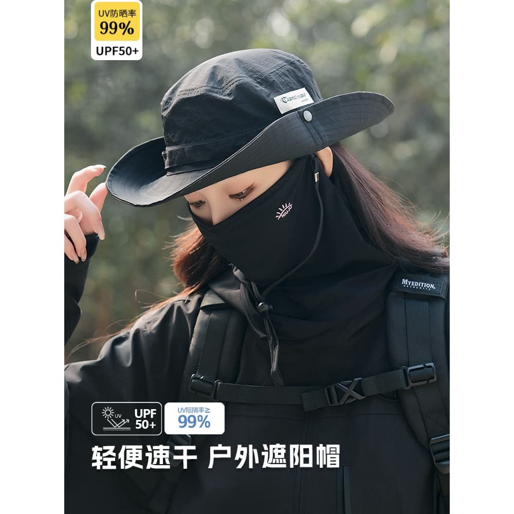 Estilo japonês aba grande cordão protetor solar balde chapéu feminino verão ao ar livre respirável caminhadas montanha e