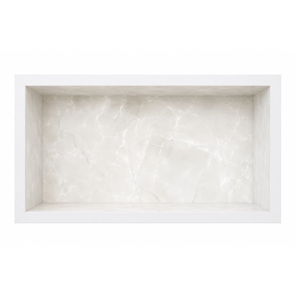 Nicho Porcelanato Onix White Borda Aluminio Branco 60x32