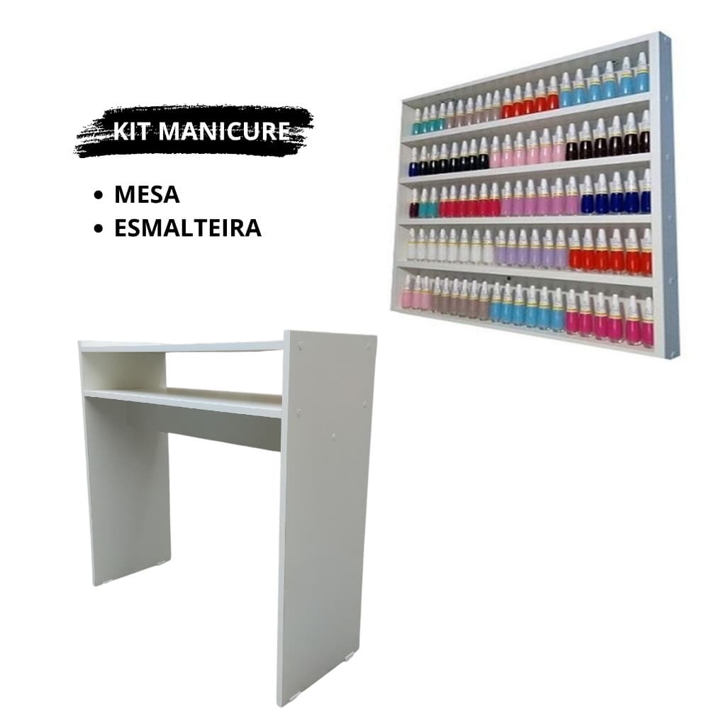 Mesa e Expositor de Esmaltes MDF – Kit Para Manicure Profissional