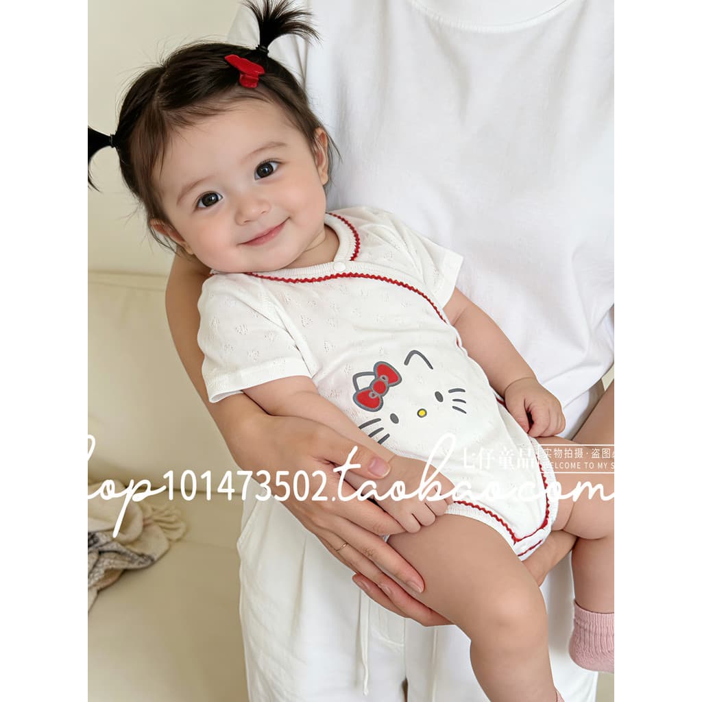 Estilo coreano verão bebê menina malha macacão Super bonito bebê criança moda estilo fino proteção da barriga macacão ma