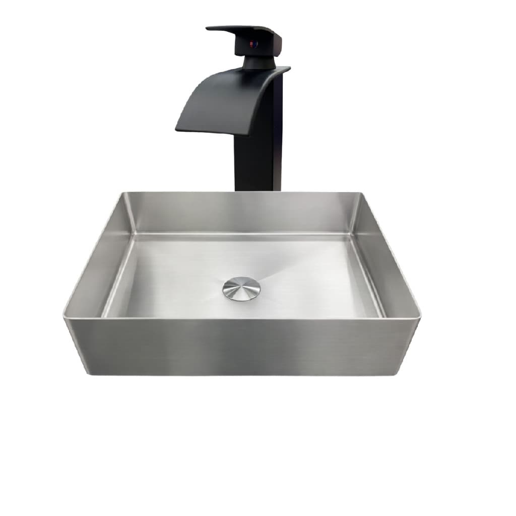 Kit Cuba Inox Retangular Torneira Cascata Monocomando