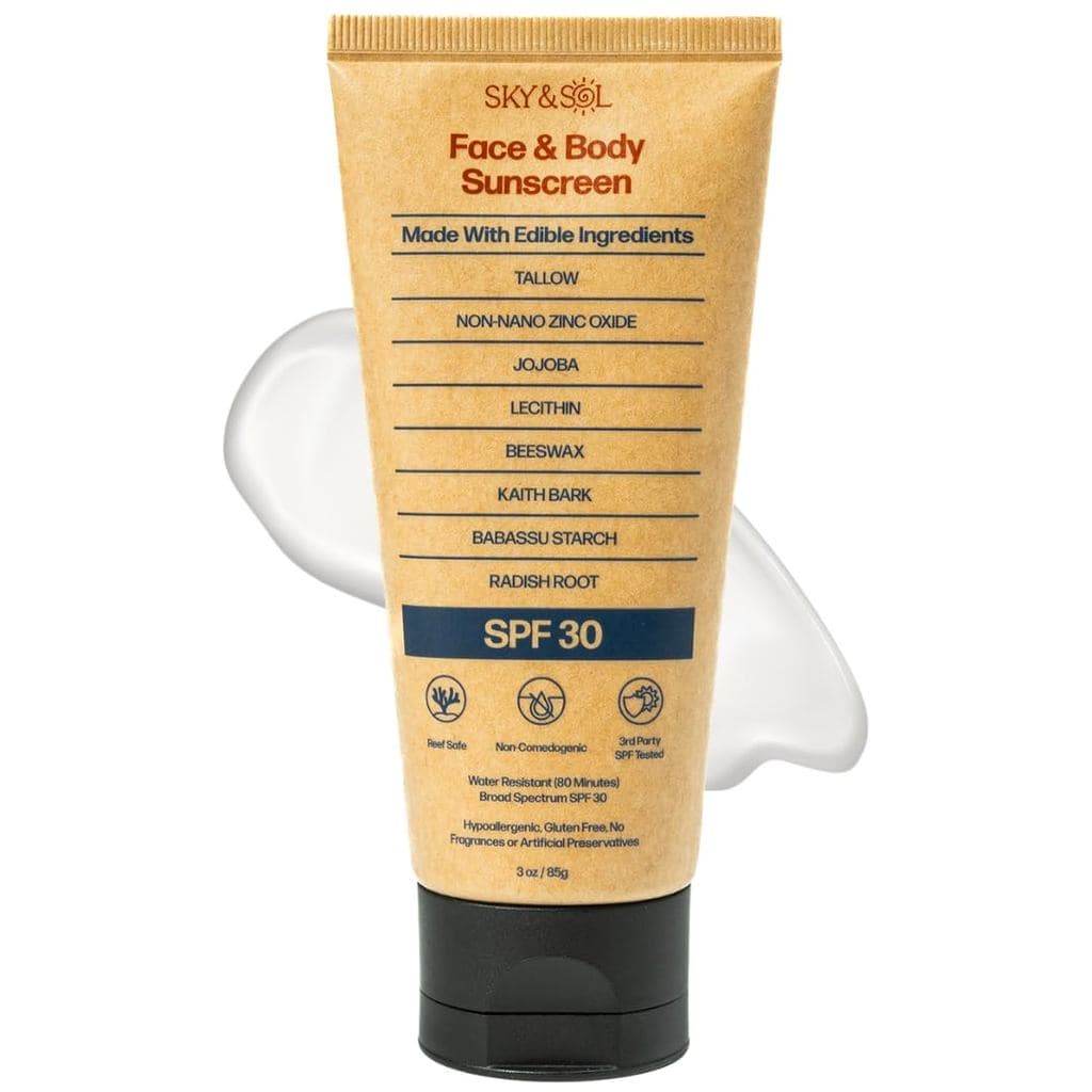 Protetor Solar Mineral Natural Sky and Sol SPF 30 3 oz: Sebo Natural e Óxido de Zinco, Seguro para os Recifes, Resistent